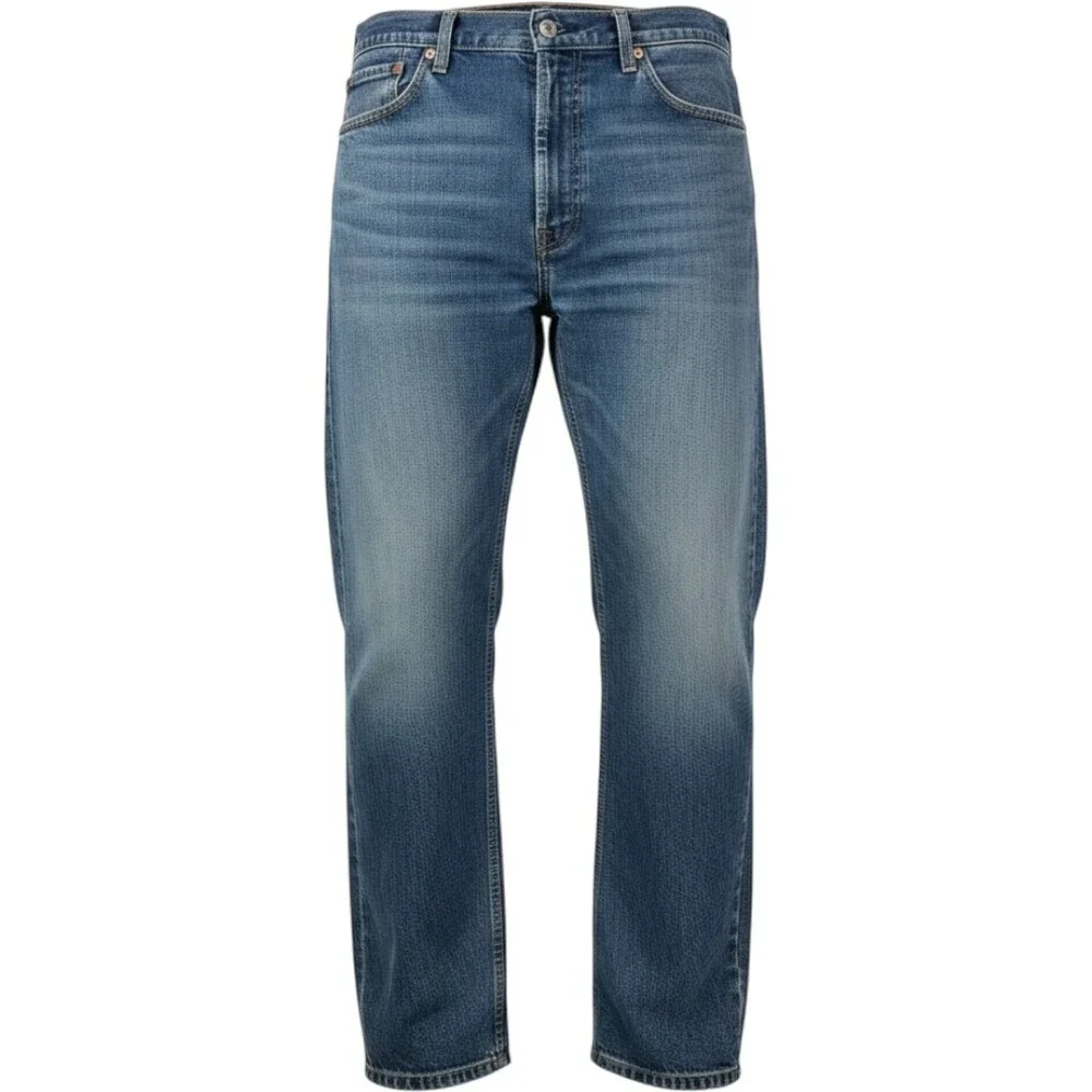Levi's 505 Mens Tag Size‎ 40x30 Blue Wash Logo High-Rise Distressed Hems Jeans